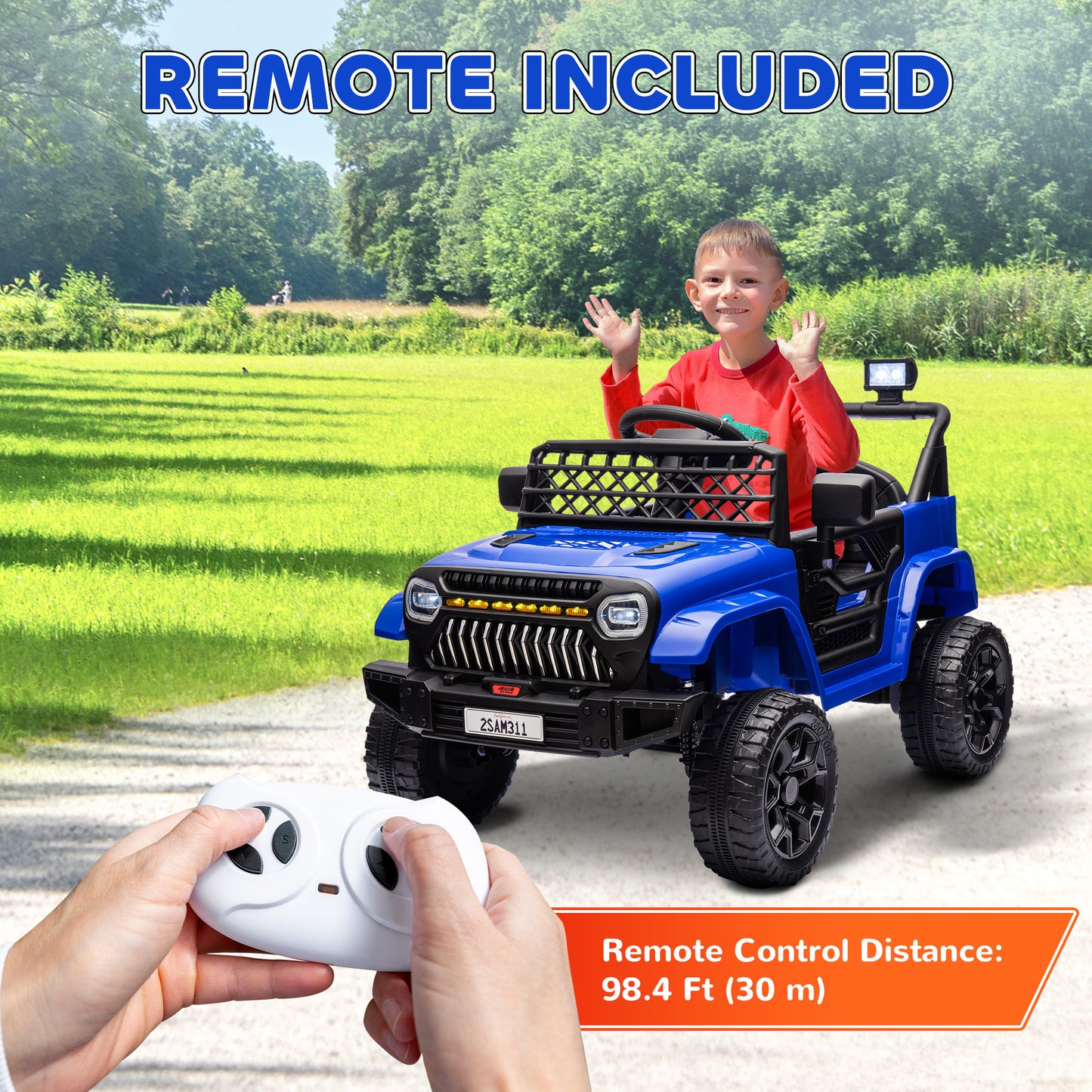 Camion électrique 12V télécommandé pour enfants avec suspension