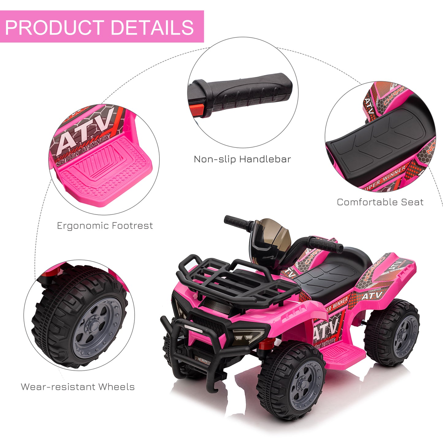 VTT électrique enfant 6V — quadriporteur ride-on