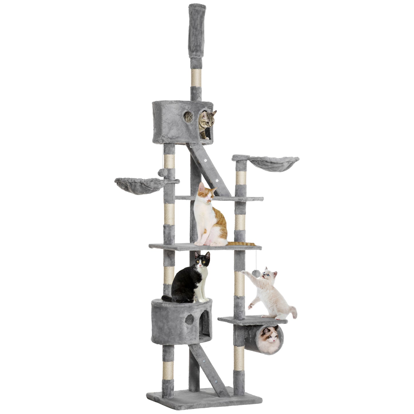 Arbre à chat multi-niveaux ajustable 240-260 cm