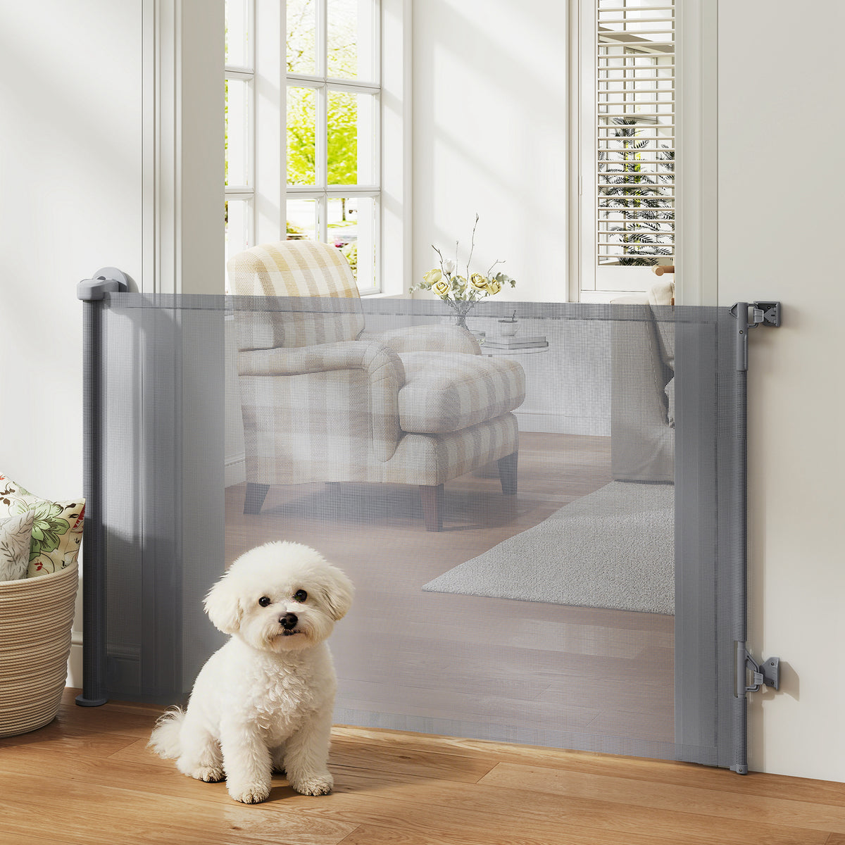 Barrière pour chien rétractable en maille