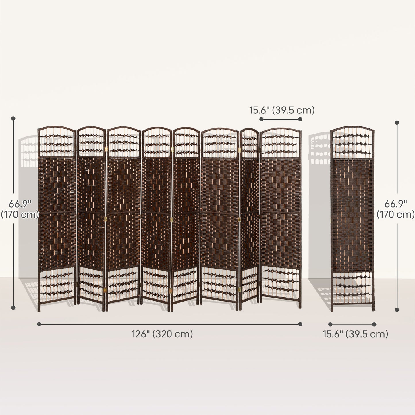 Paravent pliant 6 panneaux fibres tressées