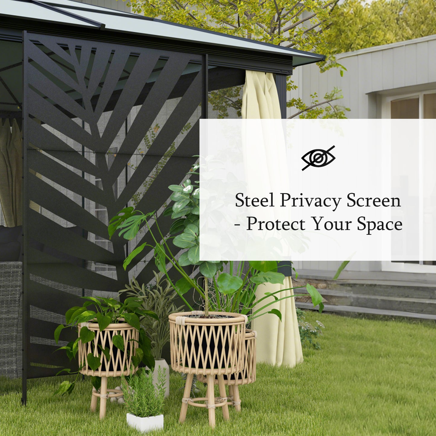 Outsunny Privacy Screen - Willow Style Outdoor Decorative Panel