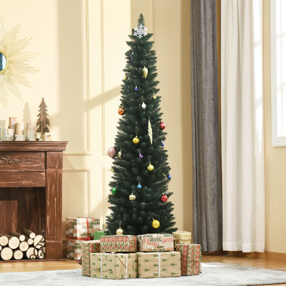 Sapin de Noël artificiel mince 6 pi avec socle pliant