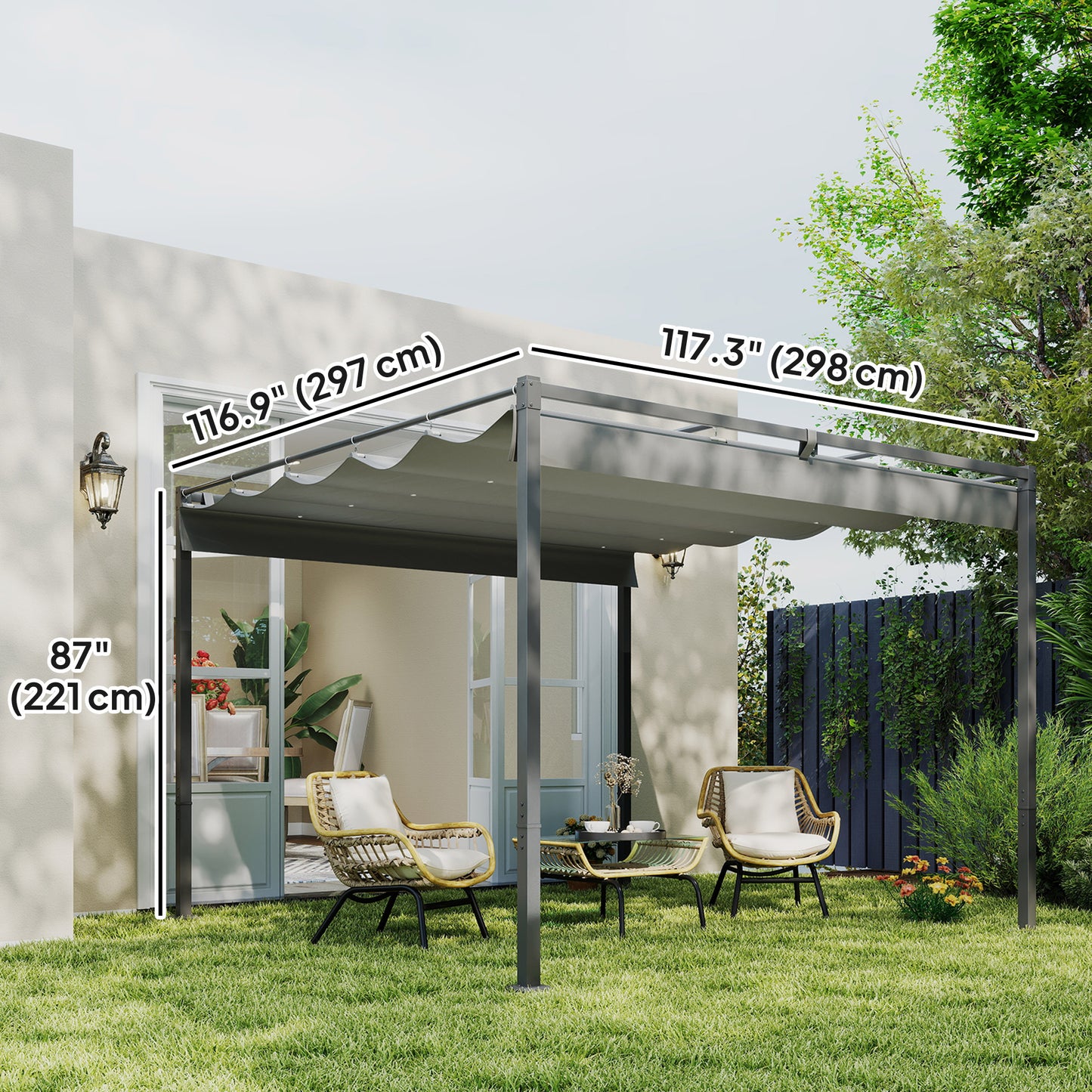 Pergola métal rétractable 305 x 305 cm