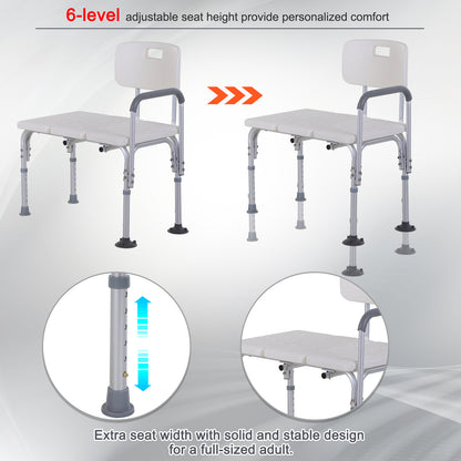 Banc de douche réglable en aluminium avec accoudoirs