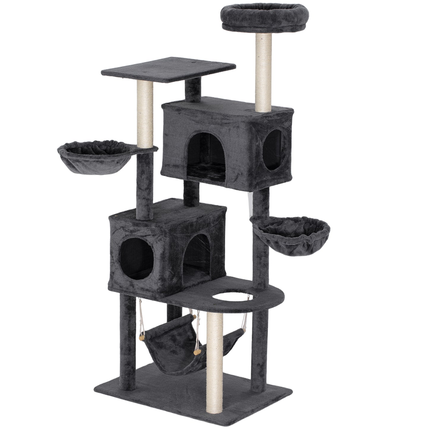 Arbre à chat multi-niveaux 168 cm avec condos et hamacs