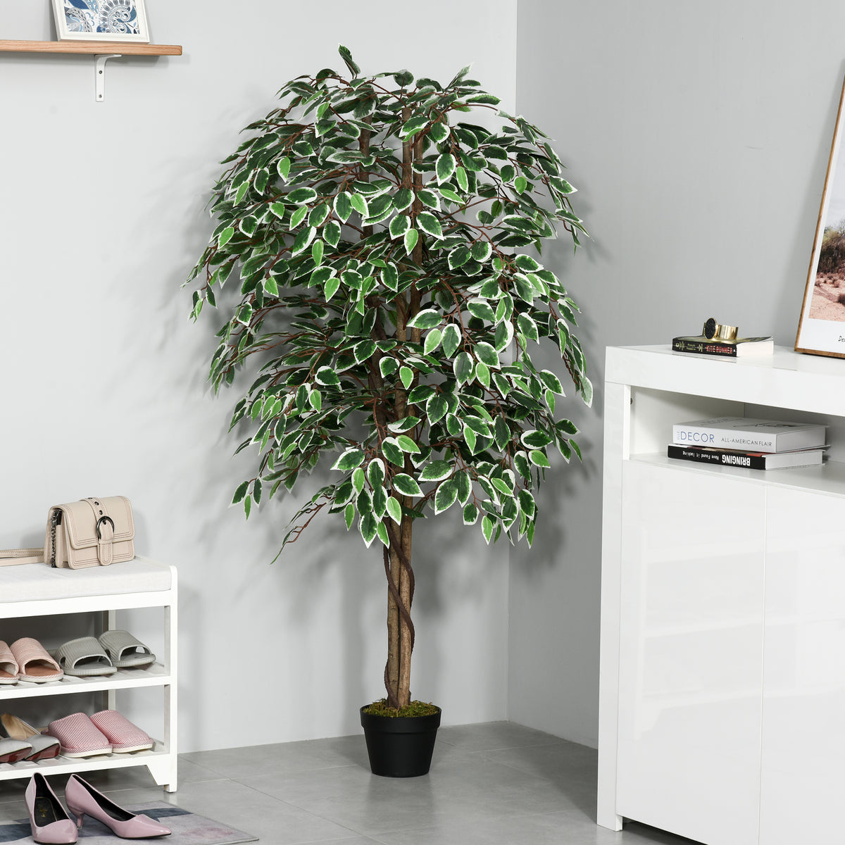 Ficus artificiel réaliste en pot — Vert