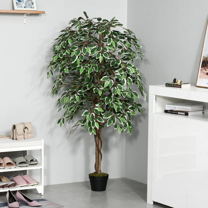Ficus artificiel réaliste en pot — Vert