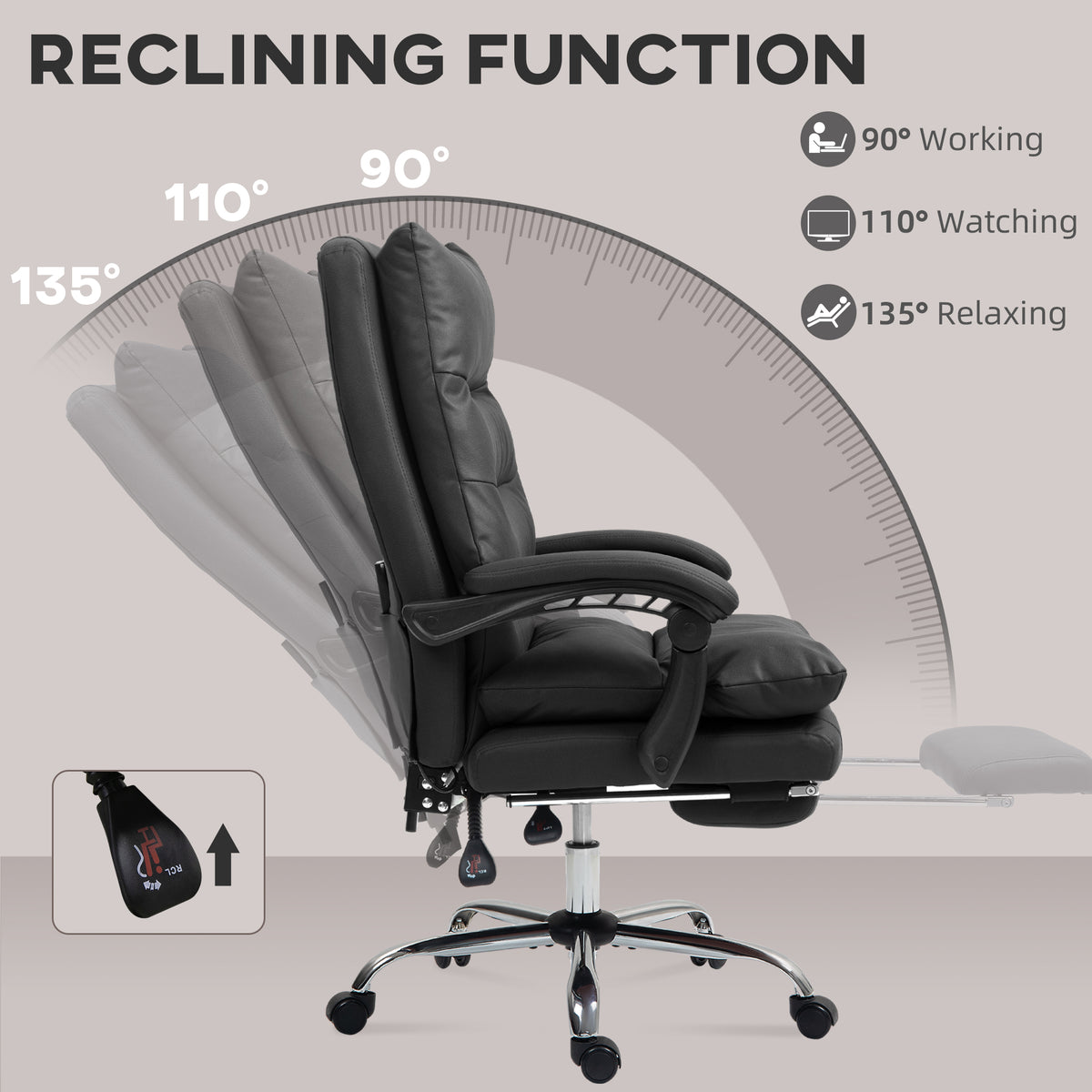 Chaise de bureau massante 6 points avec repose-pieds