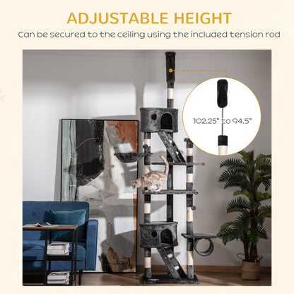 Arbre à chat multi-niveaux ajustable 240-260 cm