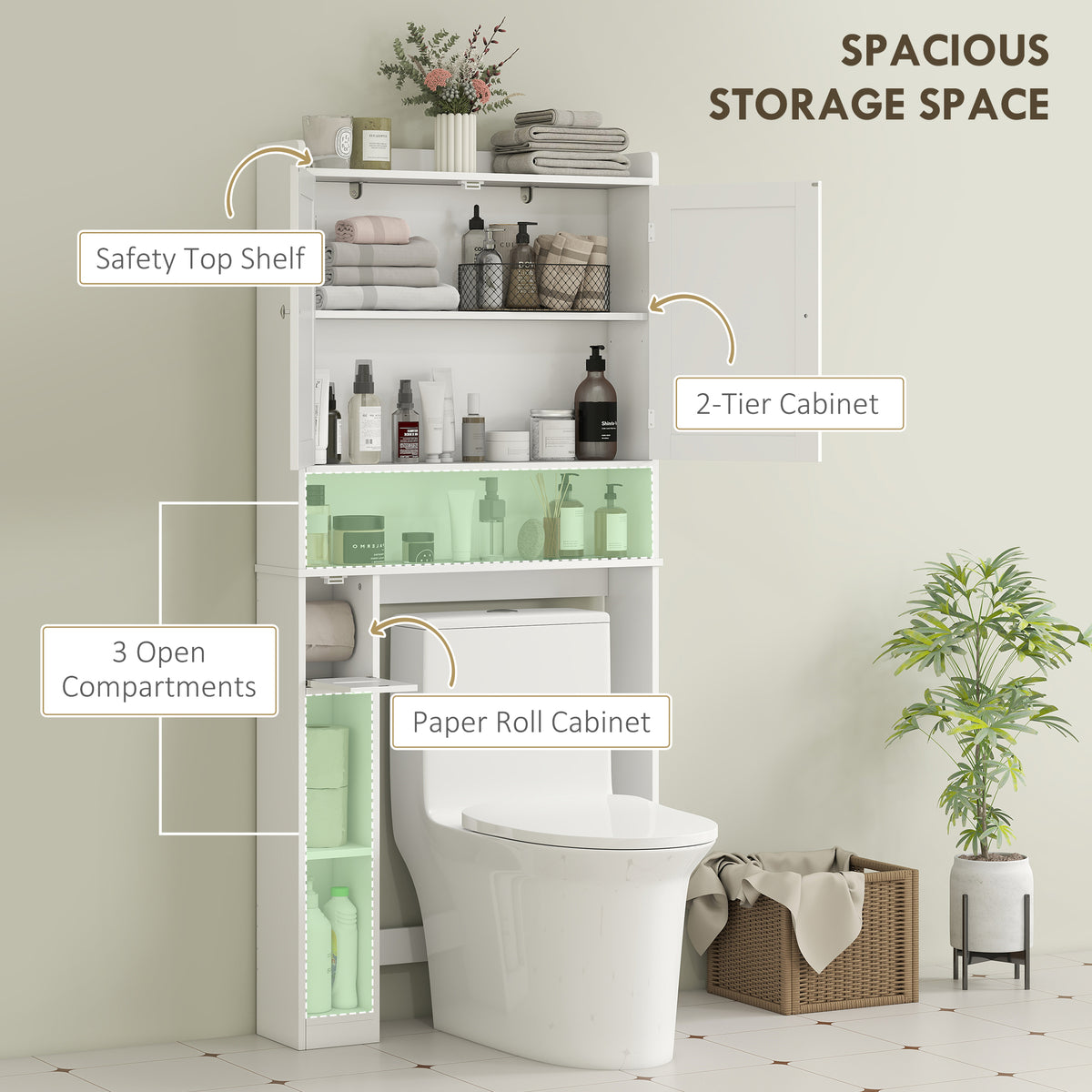 Meuble de rangement au-dessus des toilettes moderne