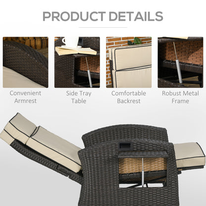 Chaise longue inclinable rotin avec dossier ajustable