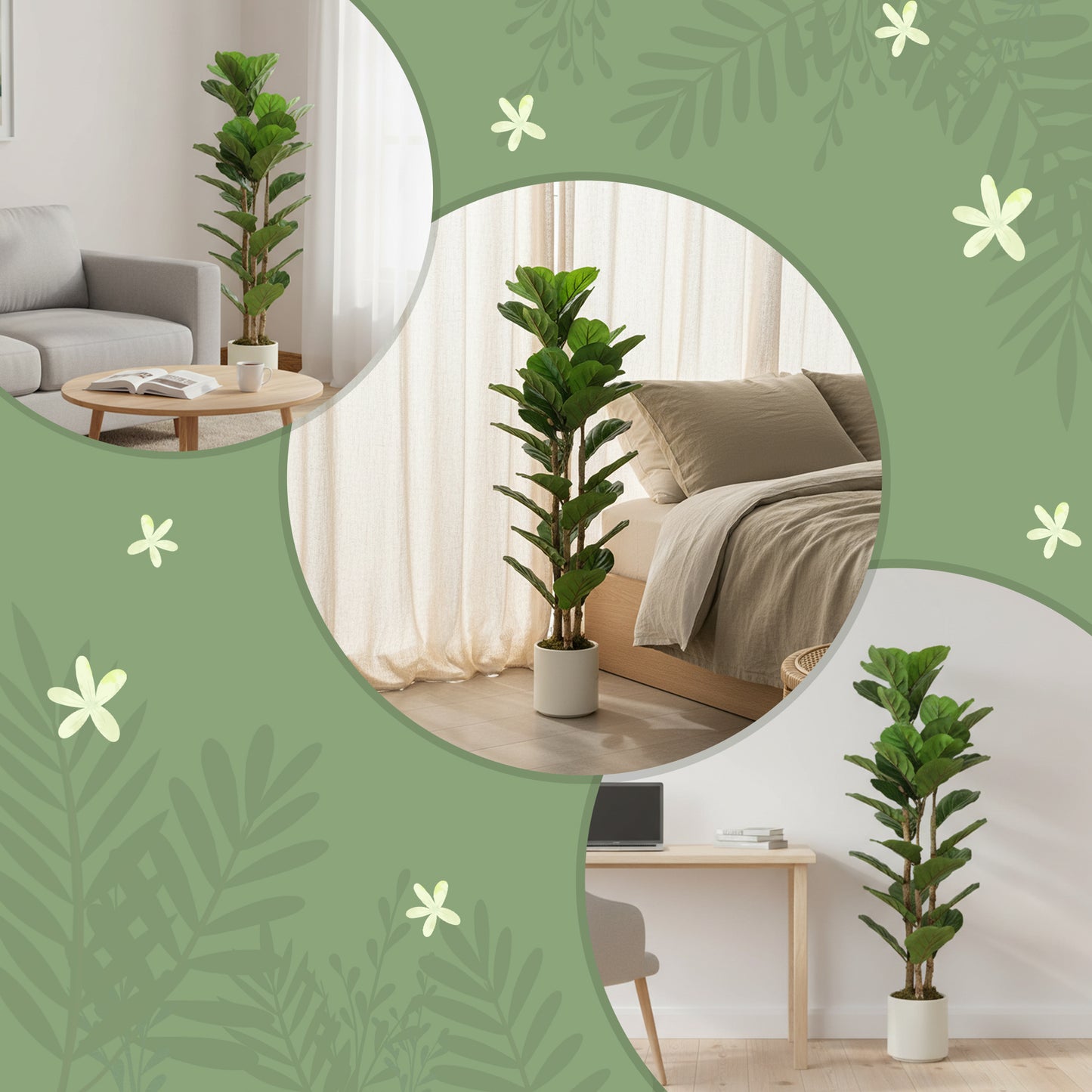 Faux figuier lyre artificiel branches ajustables