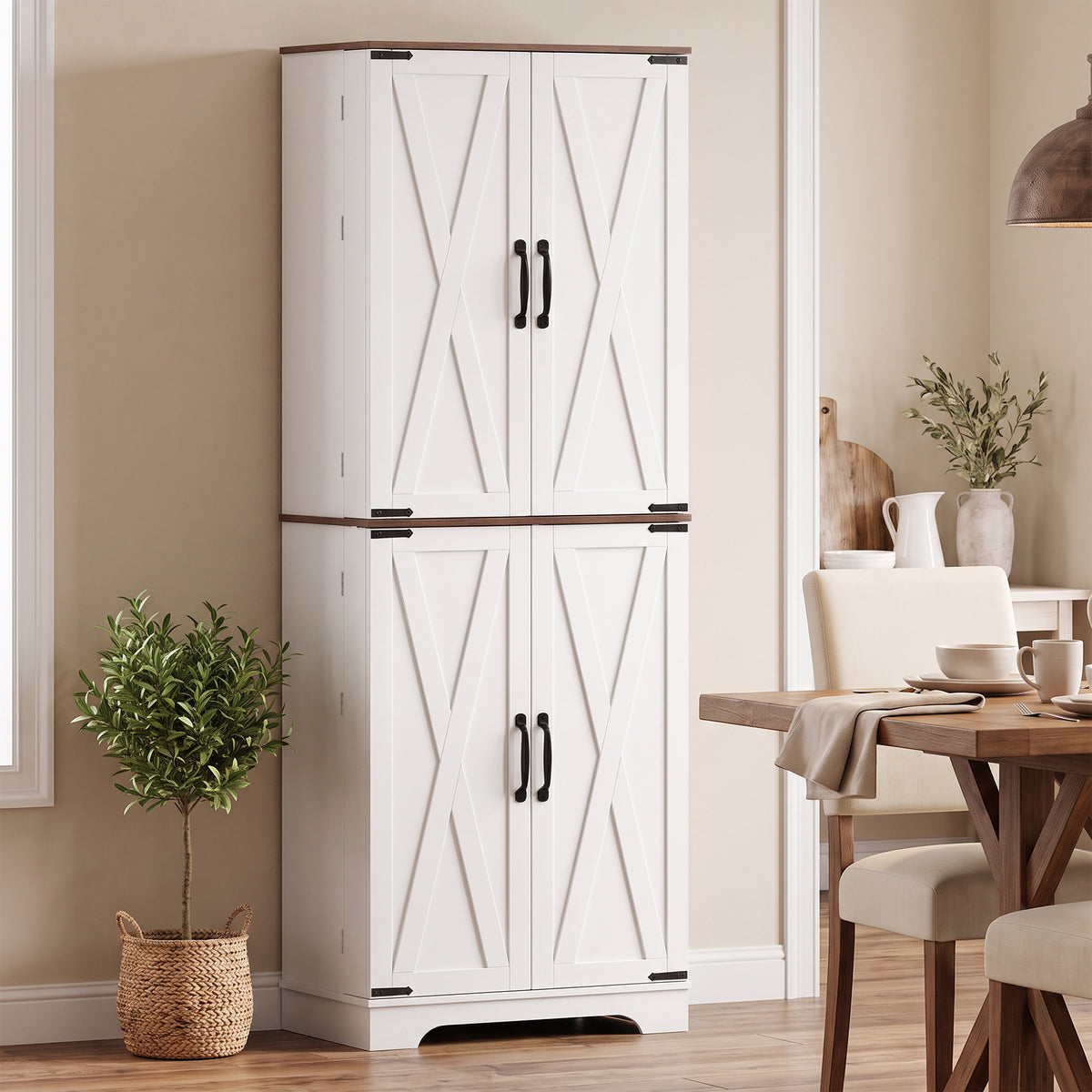 Armoire de cuisine haute de rangement style fermette