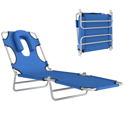 Chaise longue pliante 5 positions avec trou visage