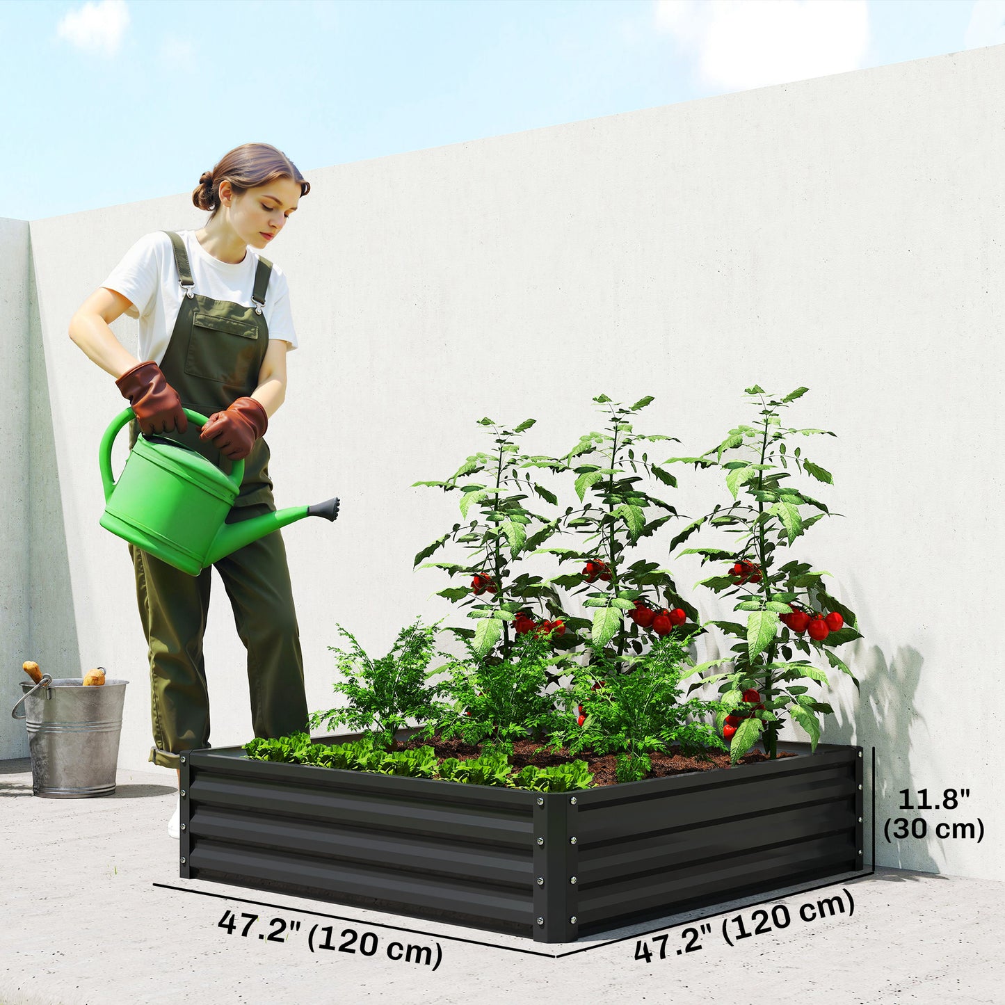 Jardinière surélevée acier galvanisé 120x120x30cm
