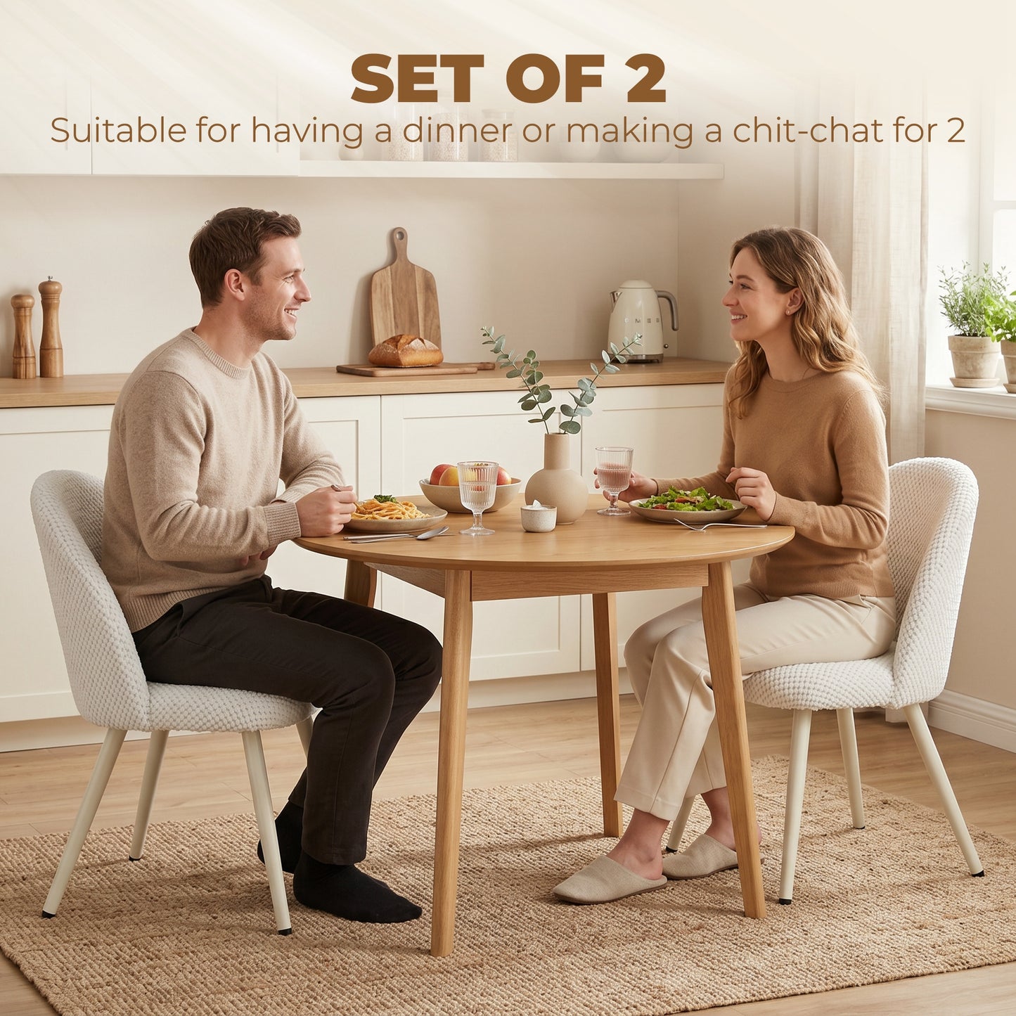 Chaises de salle à manger velours rembourrées — lot de 2