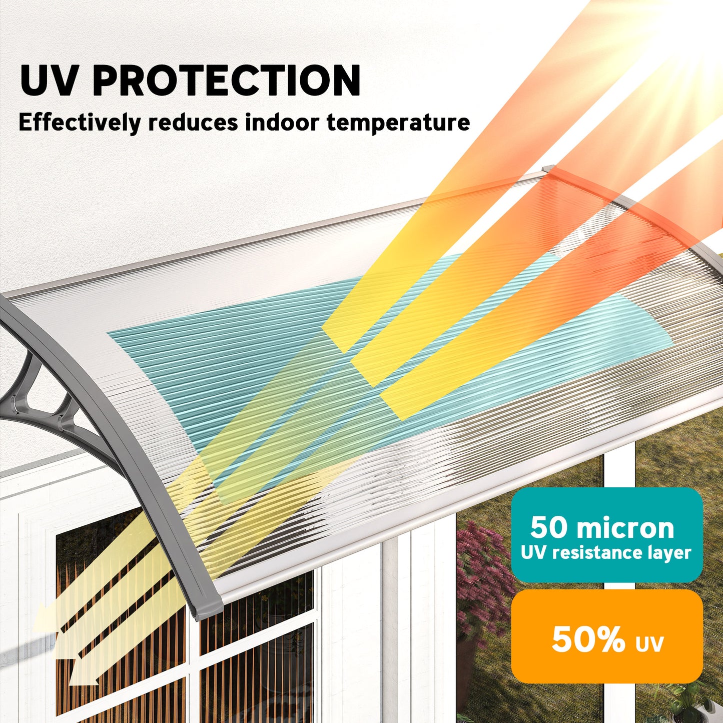 Auvent de porte en polycarbonate creux — Transparent