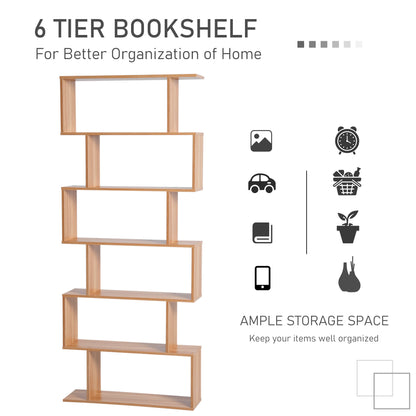 Bibliothèque géométrique moderne à 6 niveaux en bois