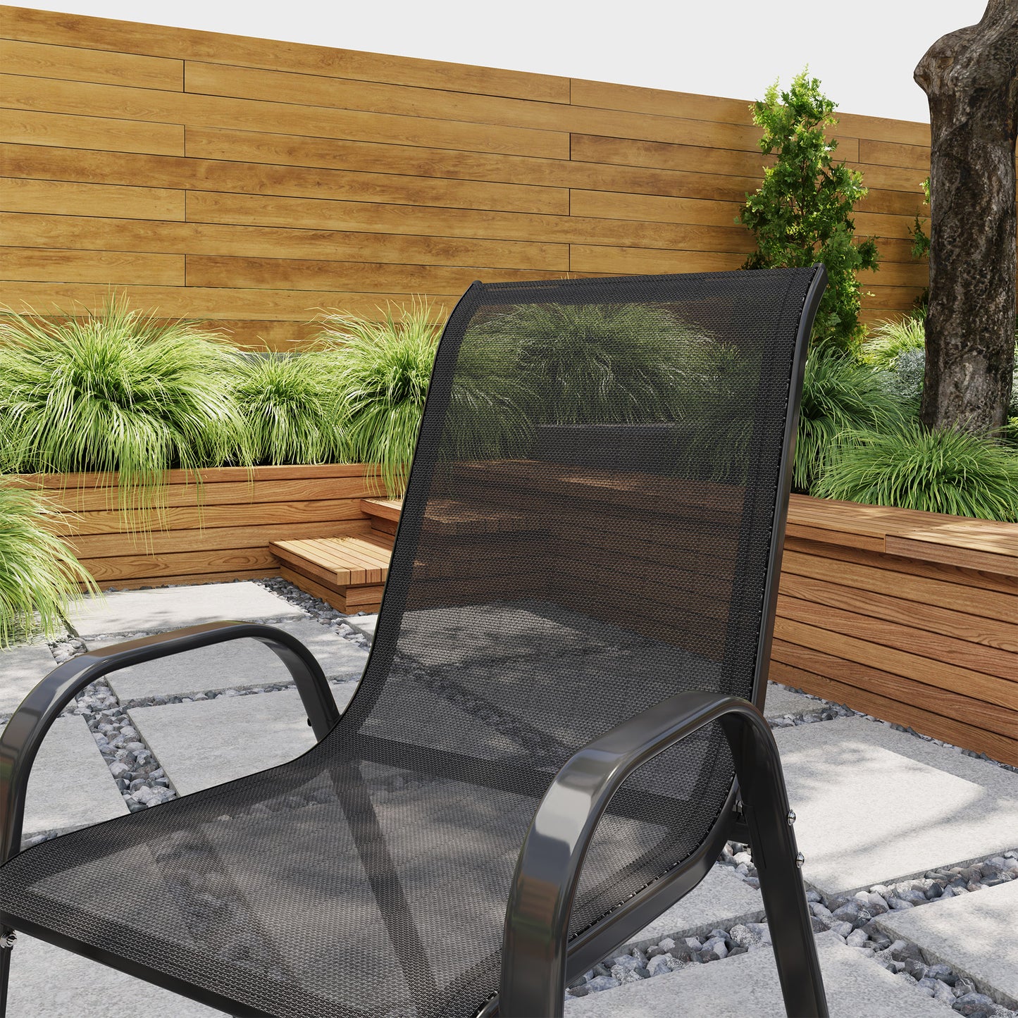 Chaises de patio empilables dossier haut filet respirant