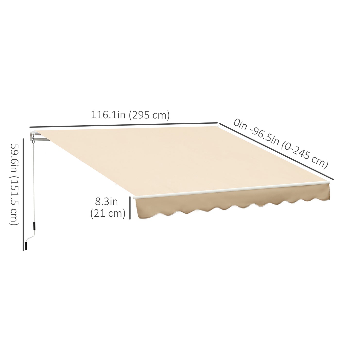 Store rétractable manuelle 305 x 245 cm — rayures rouges