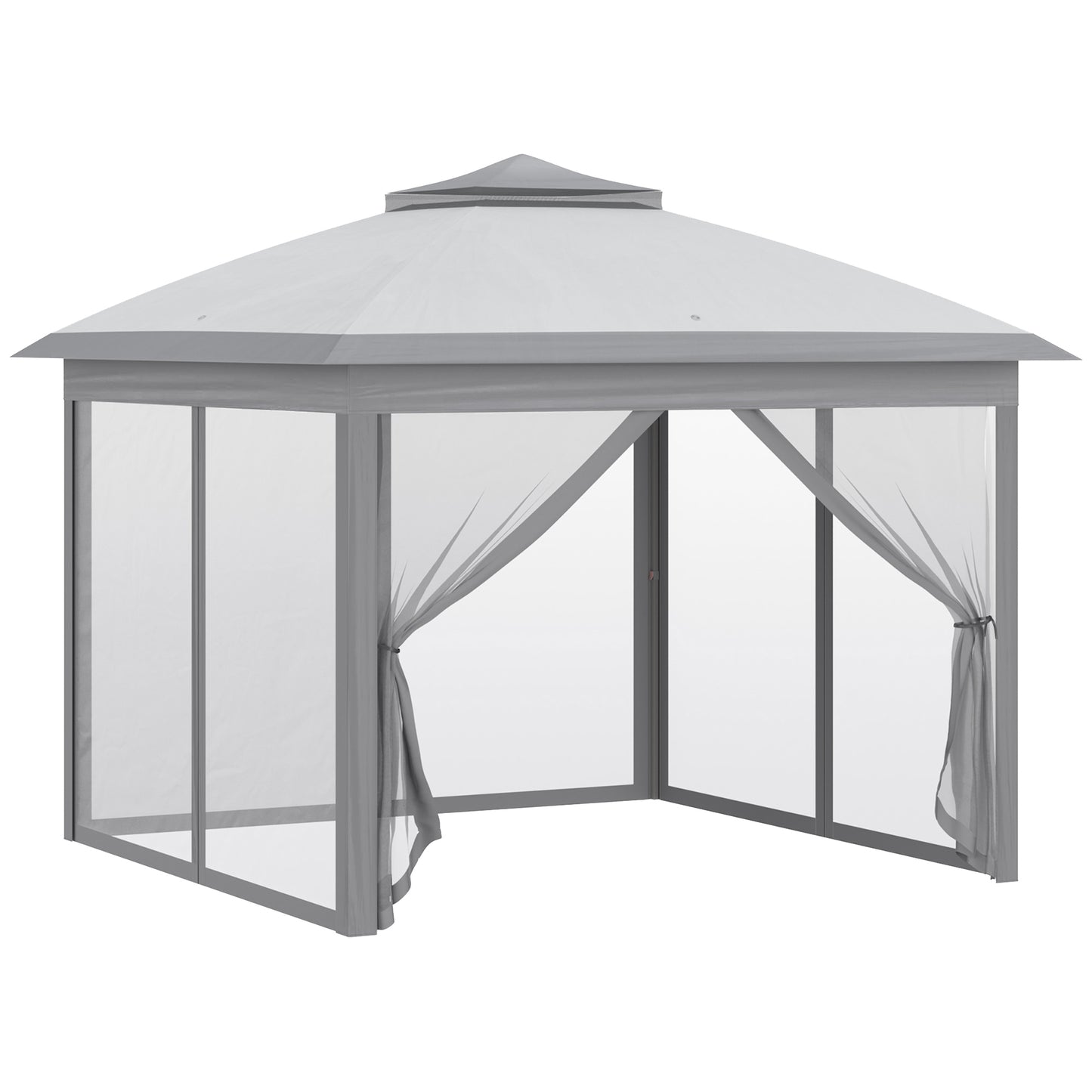 Gazebo pop-up double toit avec moustiquaire 3,35 m x 3,35 m