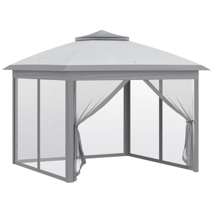 Gazebo pop-up double toit avec moustiquaire 3,35 m x 3,35 m