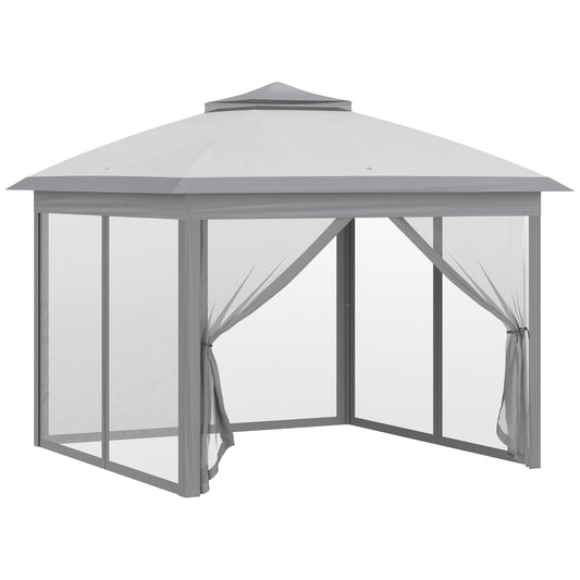 Gazebo pop-up double toit avec moustiquaire 3,35 m x 3,35 m