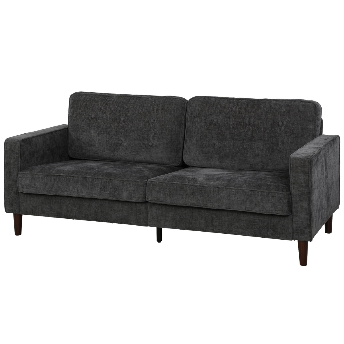 Sofa 3 places capitonné en velours avec pieds en bois