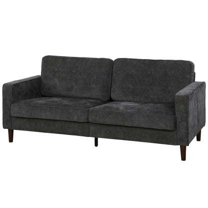 Sofa 3 places capitonné en velours avec pieds en bois