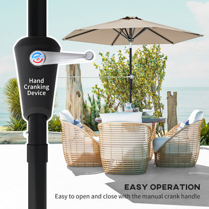 Parasol de terrasse inclinable avec 6 baleines — kaki
