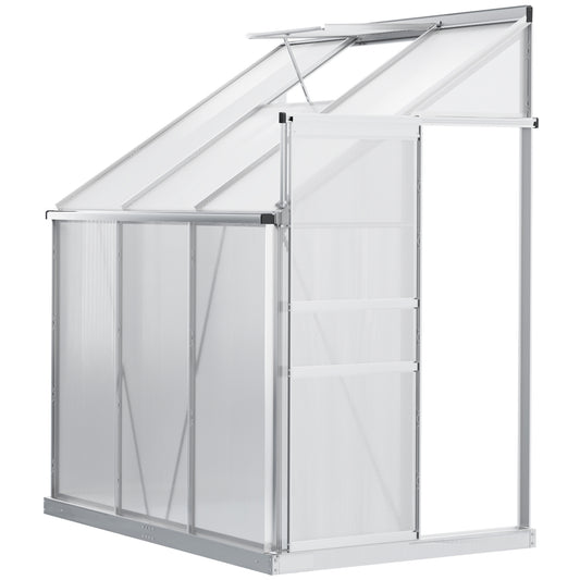 Outsunny Lean-to Greenhouse Aluminium 192x127cm Polycarbonate Dark Grey