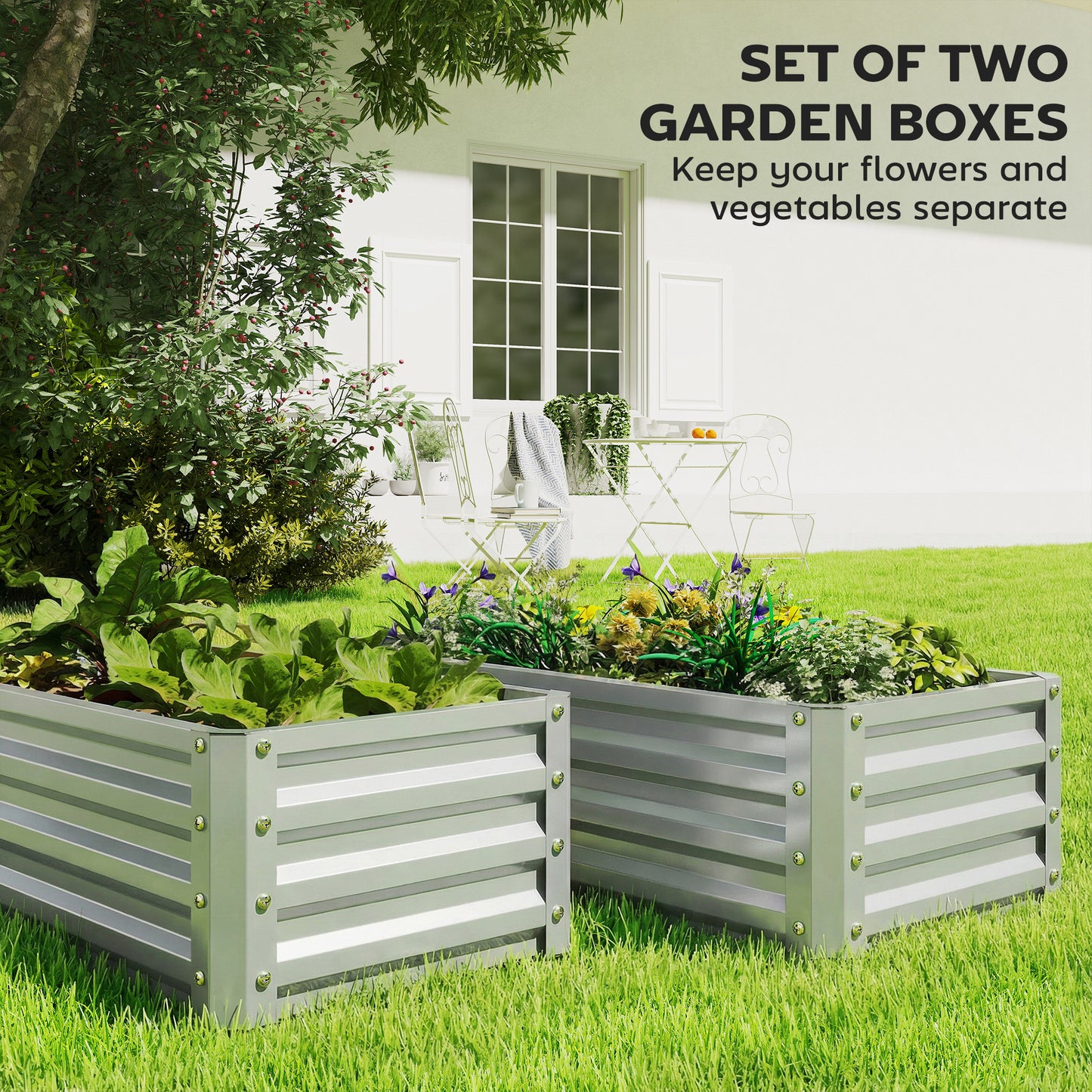 Bacs de jardinage surélevés galvanisés ensemble de 2
