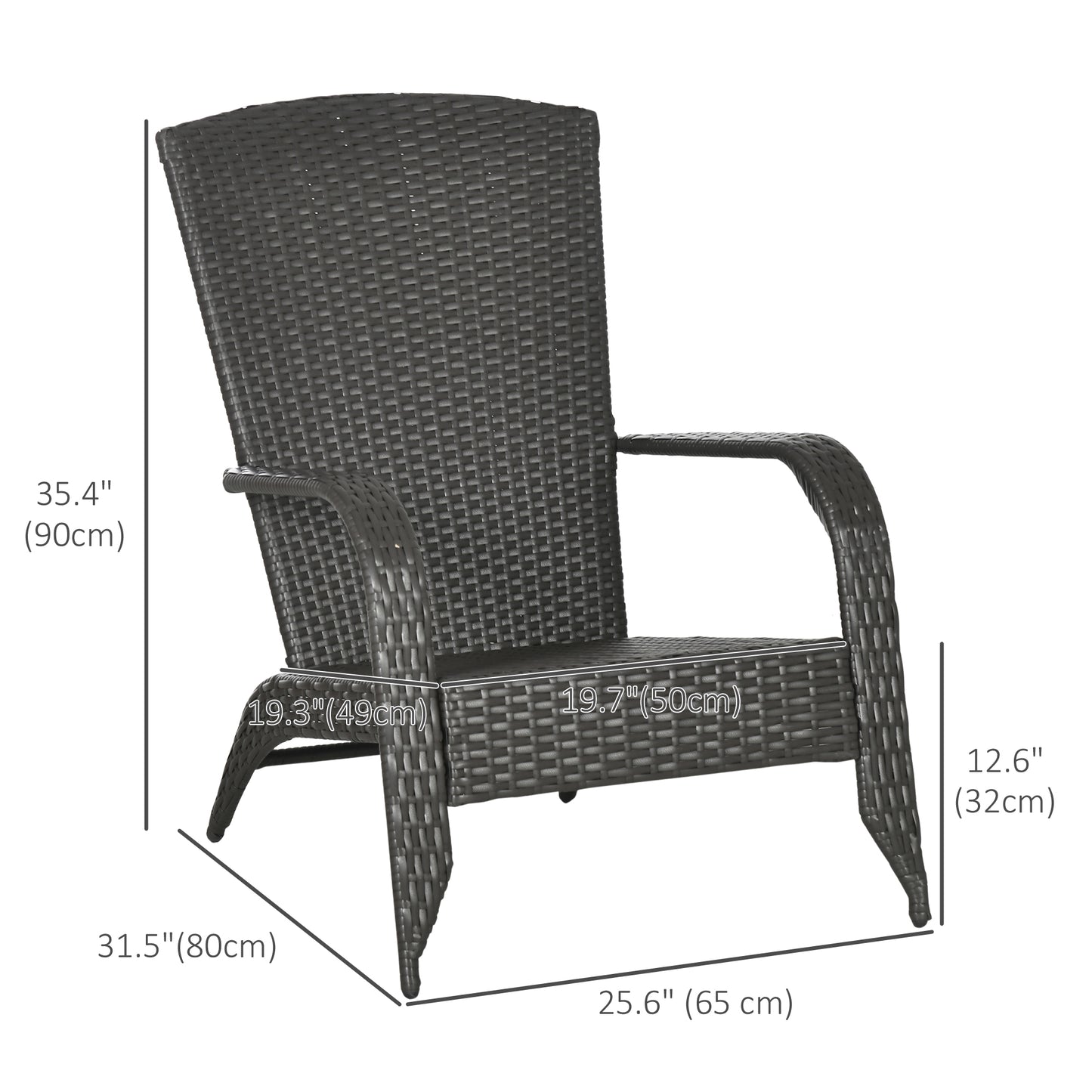 Fauteuil Adirondack rotin extérieur avec coussins