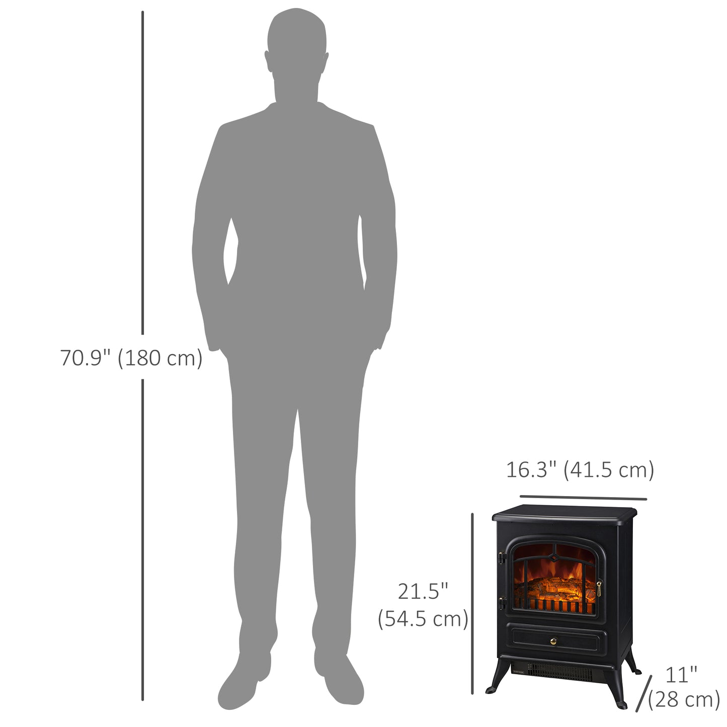 Foyer électrique sur pied effet flamme bois 750/1500W