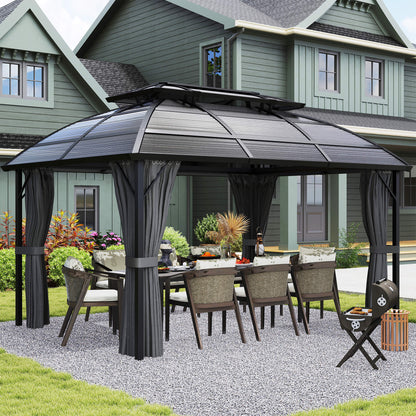 Gazebo de jardin double toit polycarbonate cadre aluminium