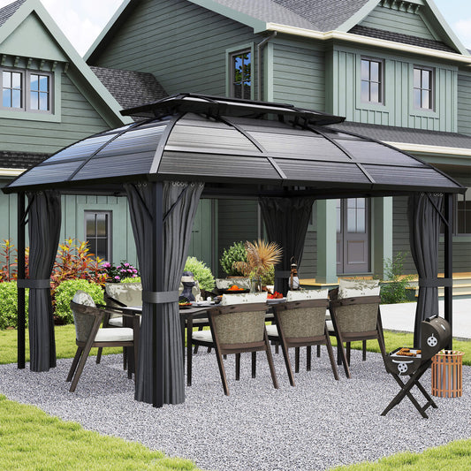 Gazebo de jardin double toit polycarbonate cadre aluminium