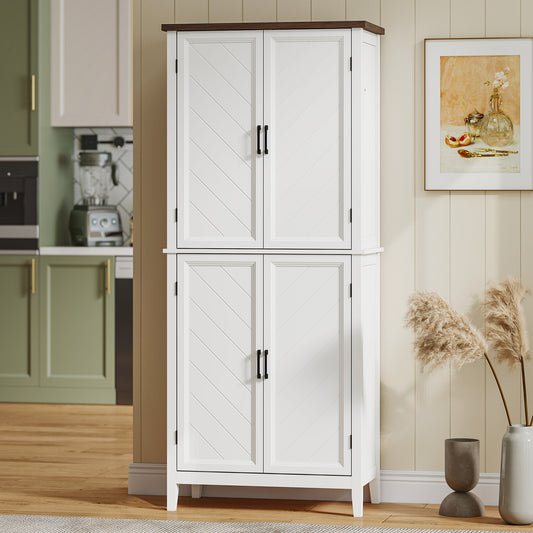 Armoire pantry farmhouse 70" 4 portes chevron
