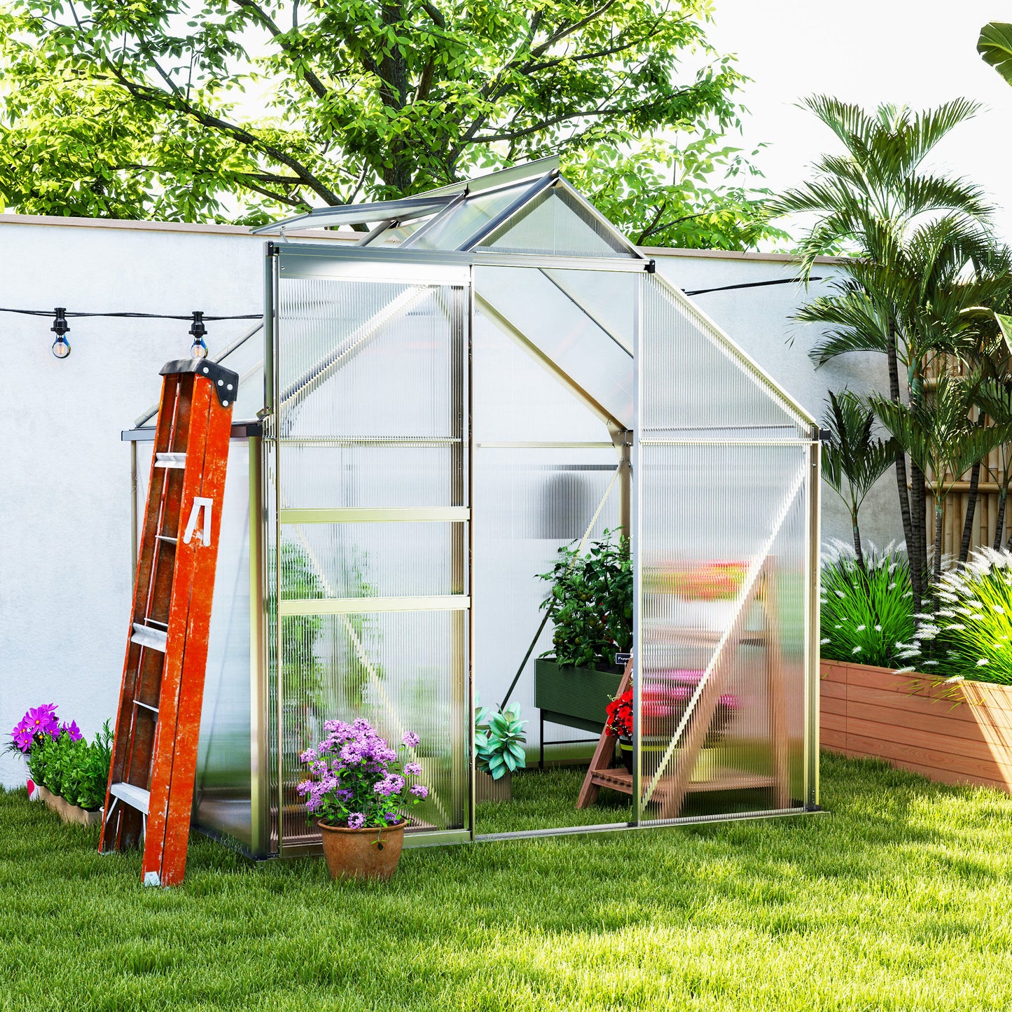 Serre de jardin polycarbonate 183 x 366 x 198 cm