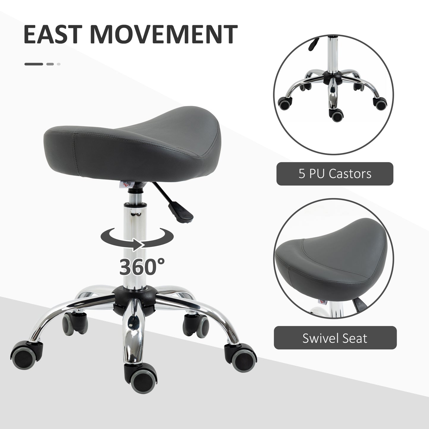 Tabouret selle ergonomique ajustable à roulettes