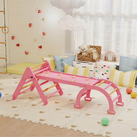 Ensemble triangle de Pikler 7-en-1 pliable en bois