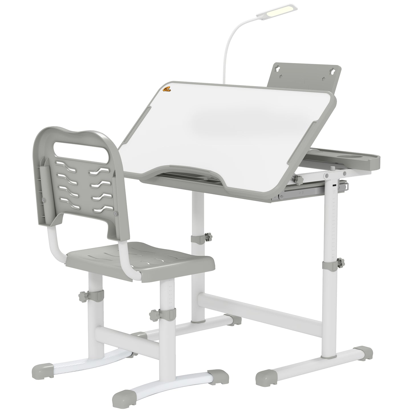 Bureau enfant ajustable avec chaise et lampe LED