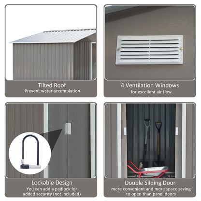 Abri de jardin métal 2,7 x 1,9 m — gris