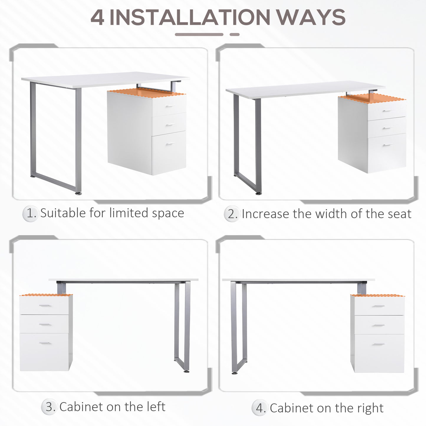 Bureau informatique tiroirs amovibles 47 po