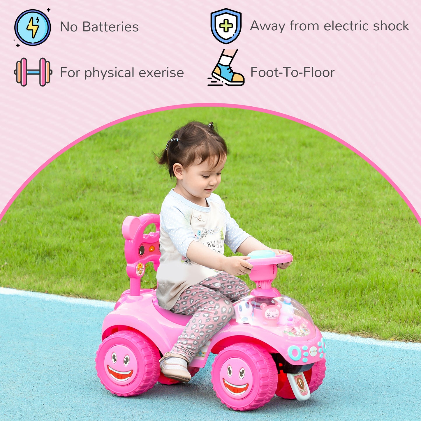 Voiture porteur bébé avec klaxon, lumières et musique