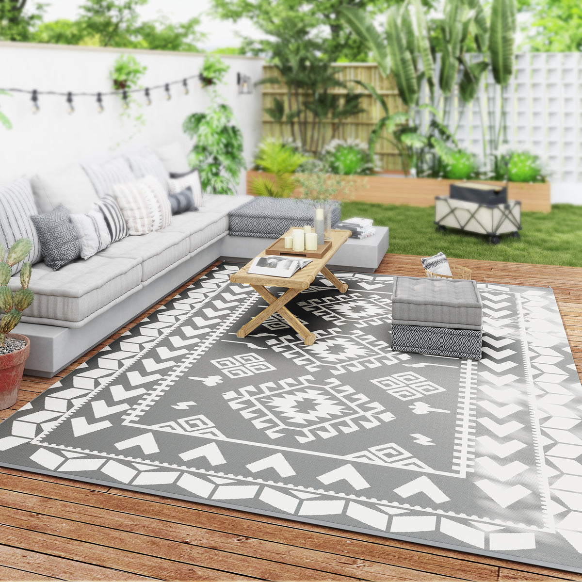 Tapis extérieur réversible 9' x 12' — gris