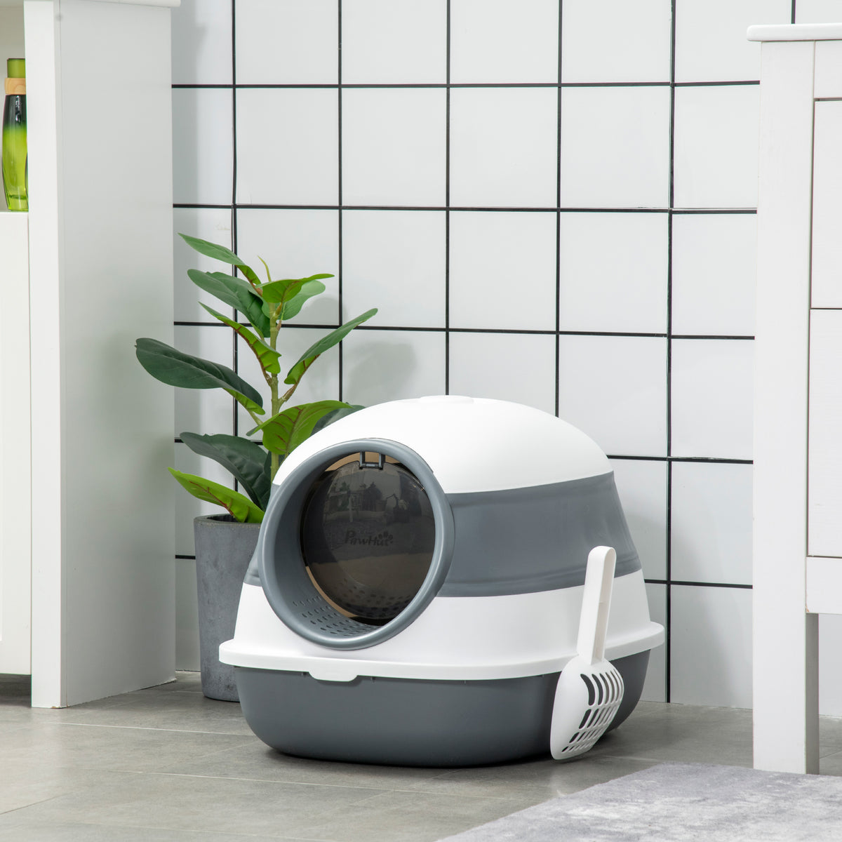 Bac à litière fermé pliable pour chat