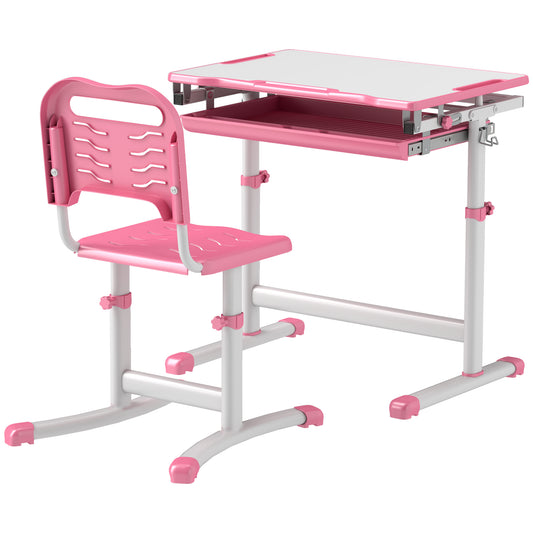 Ensemble Bureau et Chaise Ajustable pour Enfants Qaba avec Tiroir