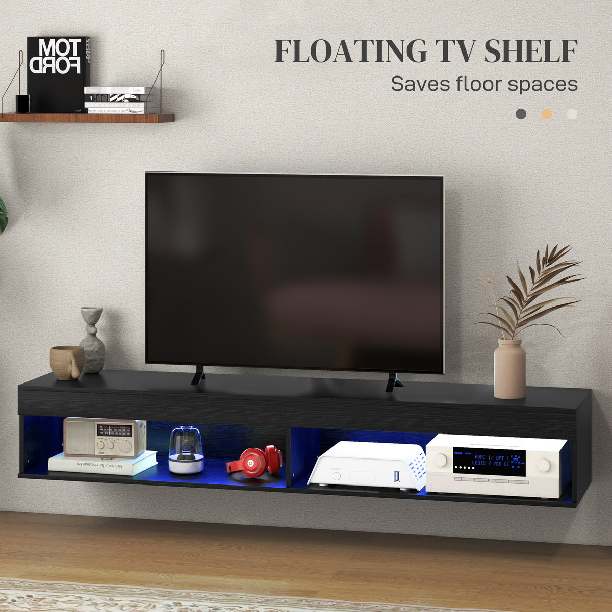 Meuble TV mural flottant avec lumières LED