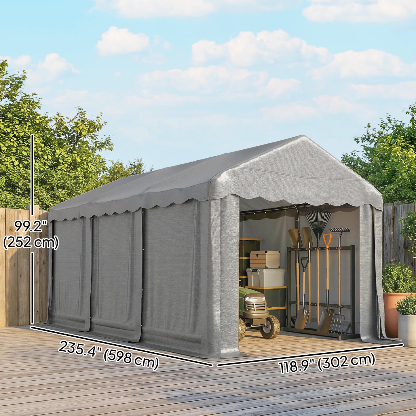 Abri de jardin portable toile imperméable 396 x 305 cm